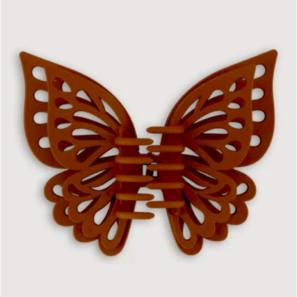Butterfly Hair Claw Clip – Cute Girly Aesthetic Hair Accessory Brown Large